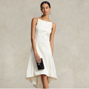 POLO Ralph Lauren Satin High Low Dress - Eggshell